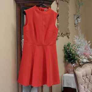 ASOS retro 60's bright red orange mini dress exposed zipper full skirt